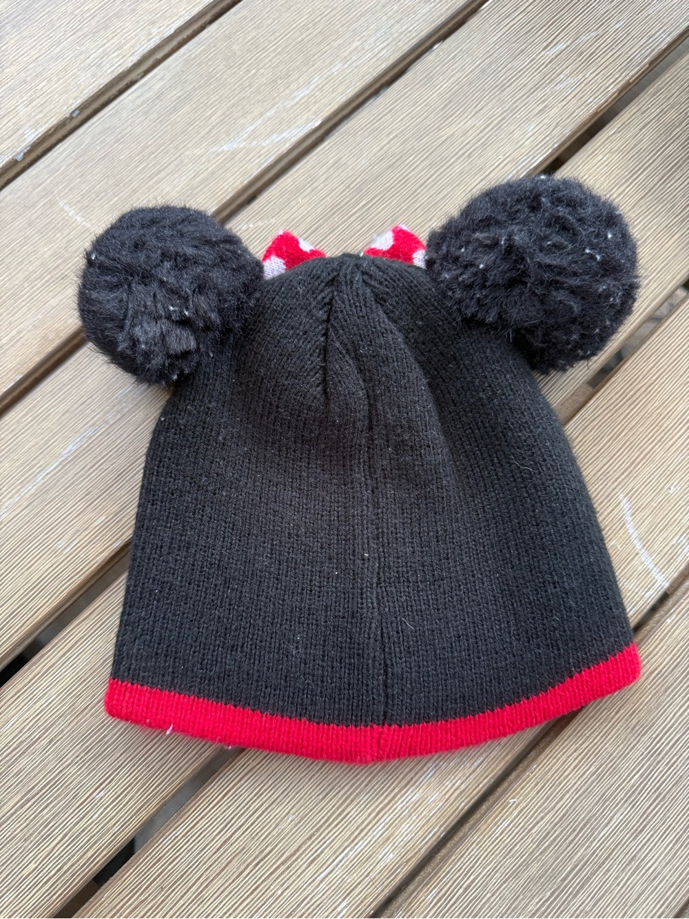 Disney Parks Minnie Mouse Youth One Size Pom Pom Ears Sequin Knit Beanie - Picture 2 of 6